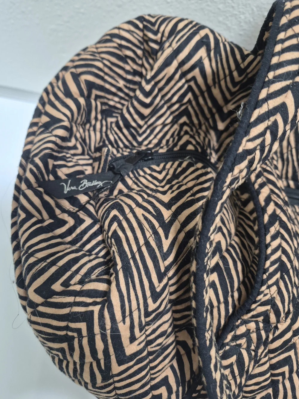 Vera Bradley Black and Tan Zigzag Quilted Baby Bag with Matching Pouch